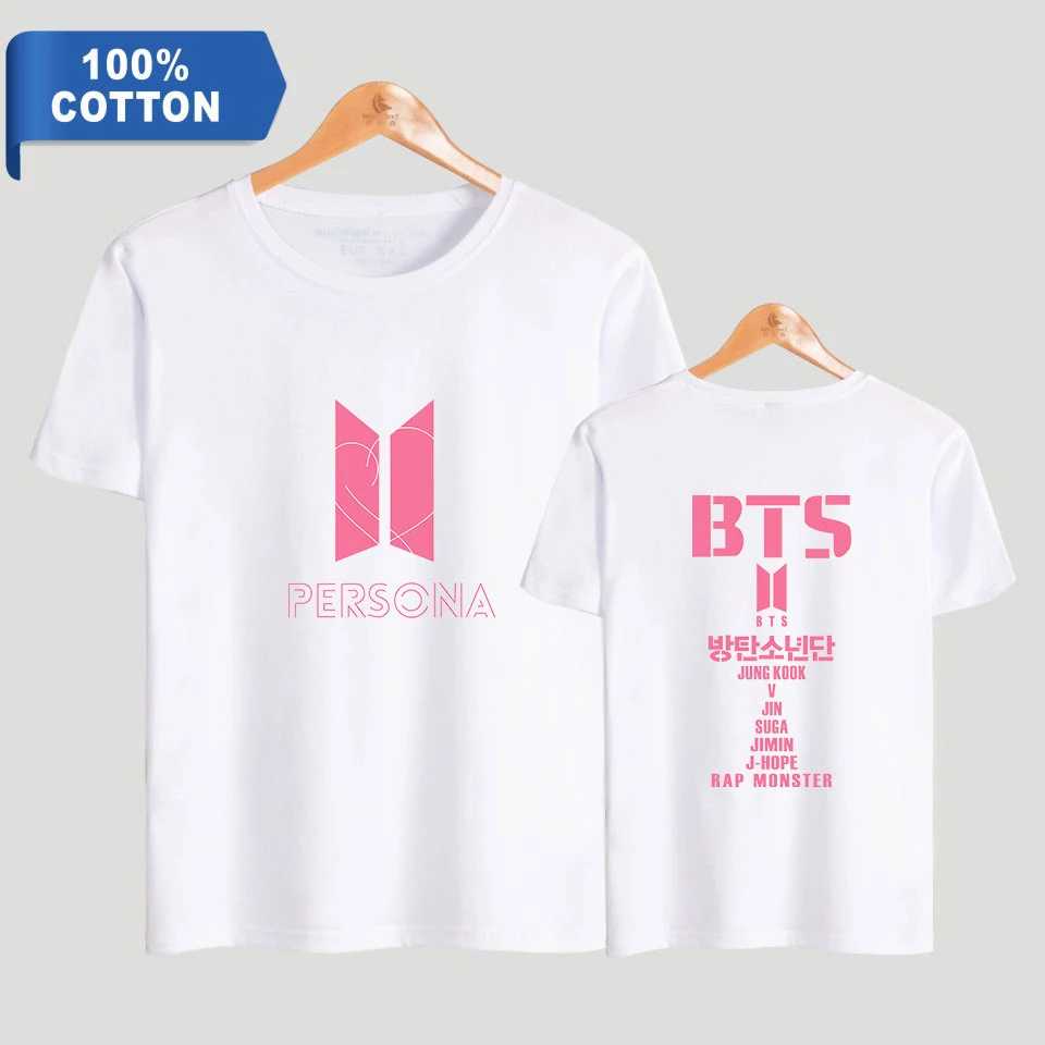 t-shirt persona BTS Blanc/rose
