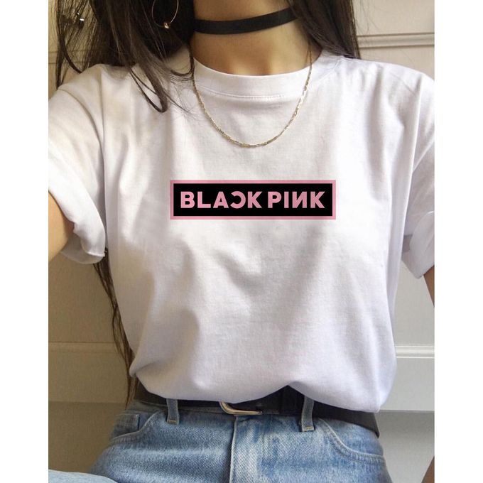 t-shirt blackpink barre blanc