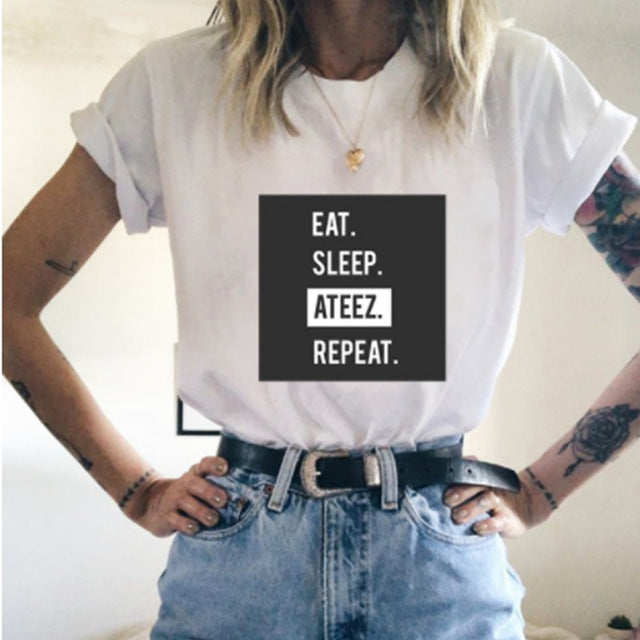 T-shirt  ateez eat, sleep ,ateez , repeat